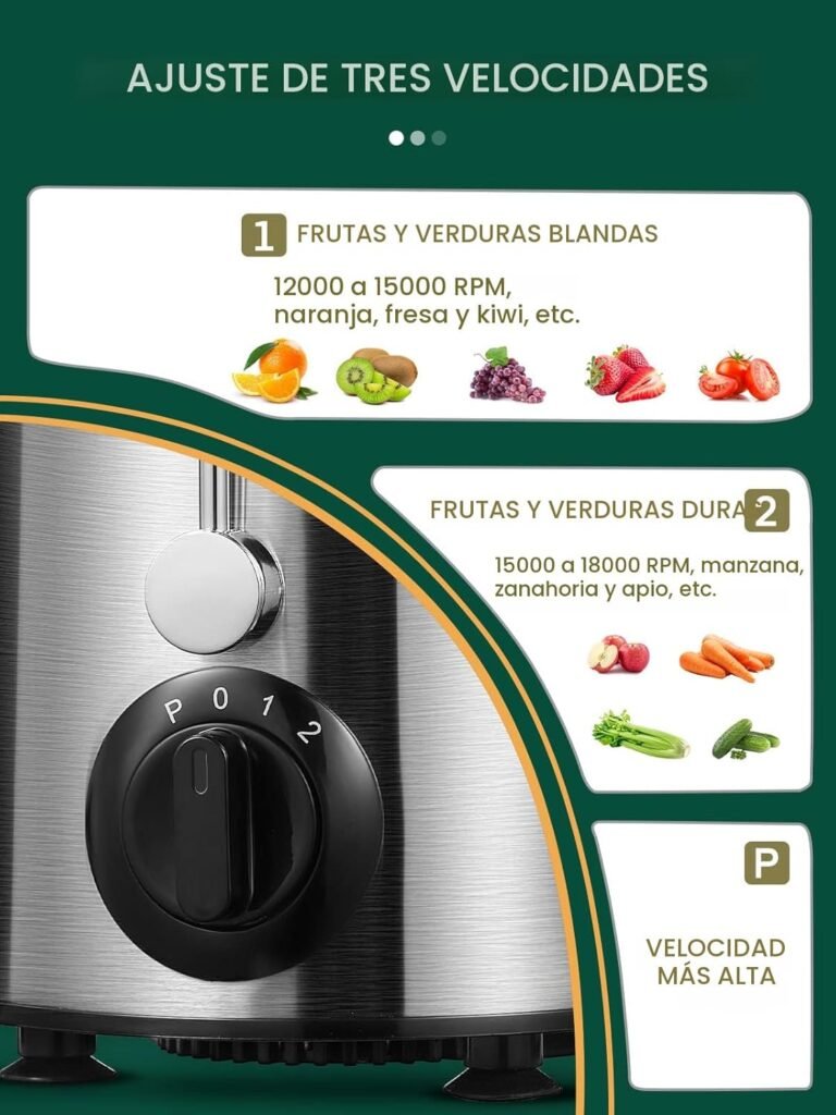 Velocidades extractor de jugo centrifugo Housnat
